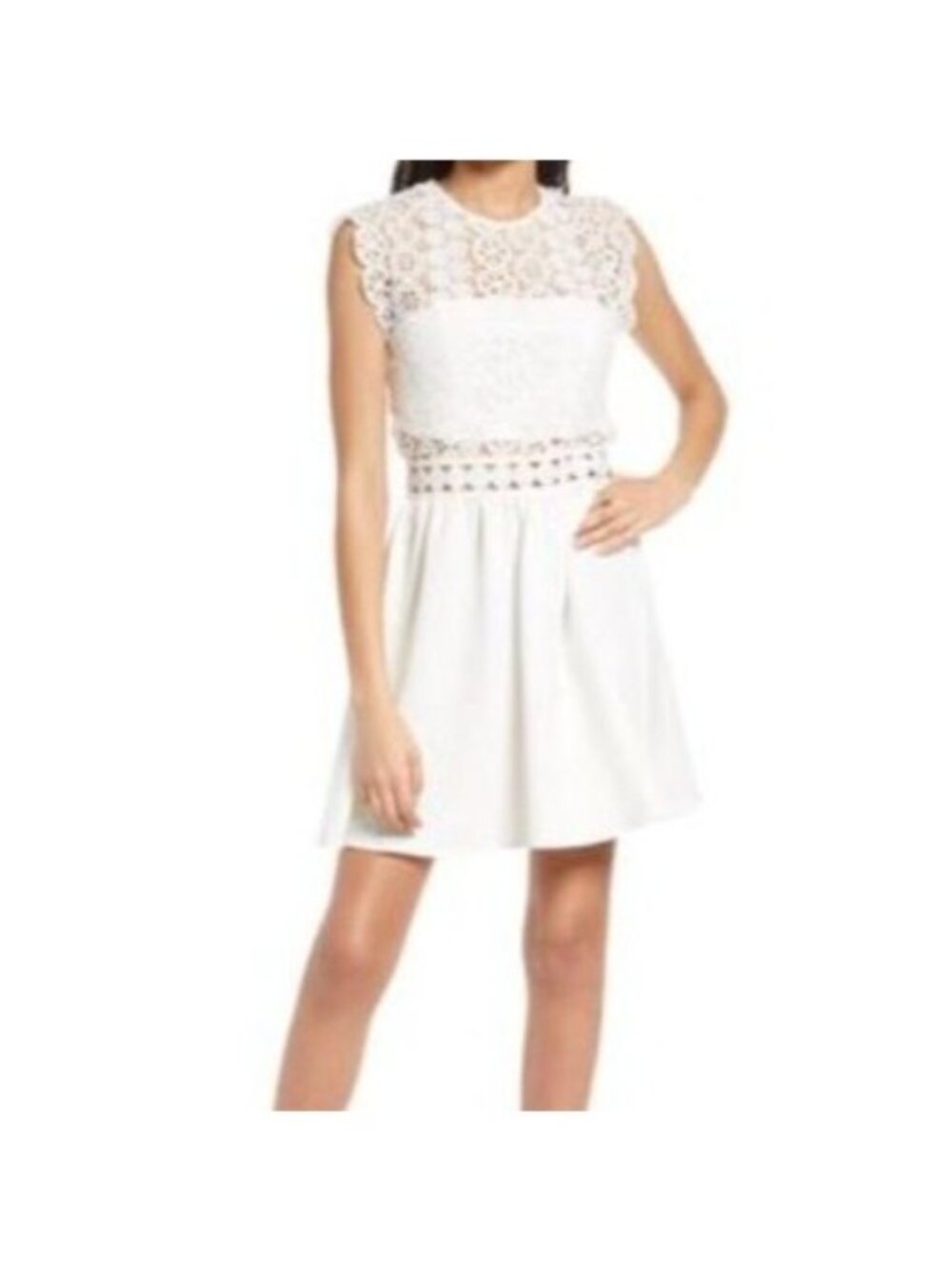 Area Stars White Lace Bodice Mini Dress Women Size L Sleeveless Party Going Out